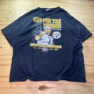 VTG Y2K Reebok Steelers Ben Roethlisberger Black Tee Super Bowl Mens XL READ!!